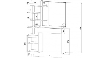 Стол туалетный Ленора, Дуб вотан/Кашемир 