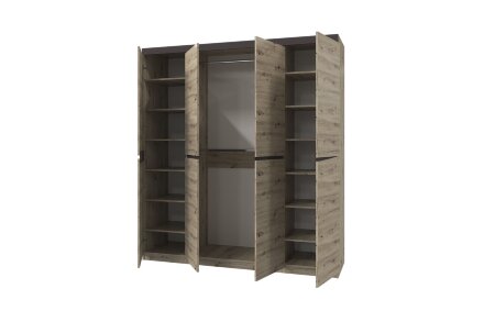 Шкаф 4-х дверный ШР-4 (без зеркал) Тиана, Дуб Бонифаций/Вольфрам 